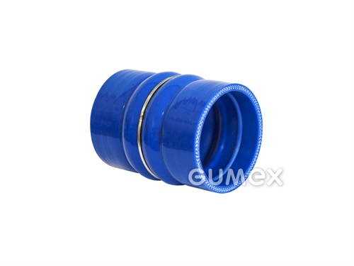 Priama spojka s vydutím a prstencami RADIASIL N, 65/69,5mm, dĺžka 120mm, 2x vydutie, 1x prstenec, 3,5bar, Meta-Aramid, -45°C/+195°C, modrá